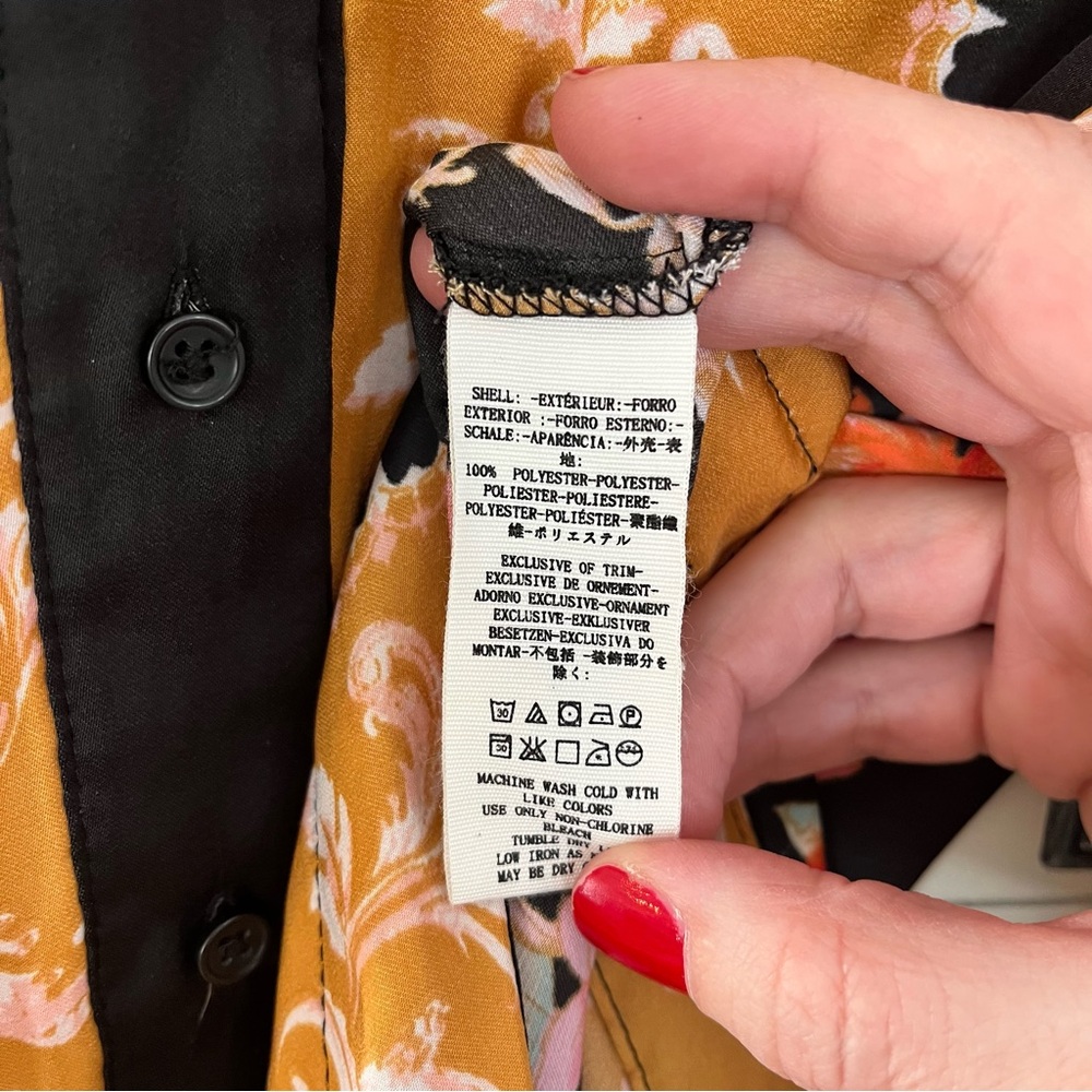 Free People Black and Marigold Floral Button-Down Shirt Boho Southwestern XS - Picture 8 of 8